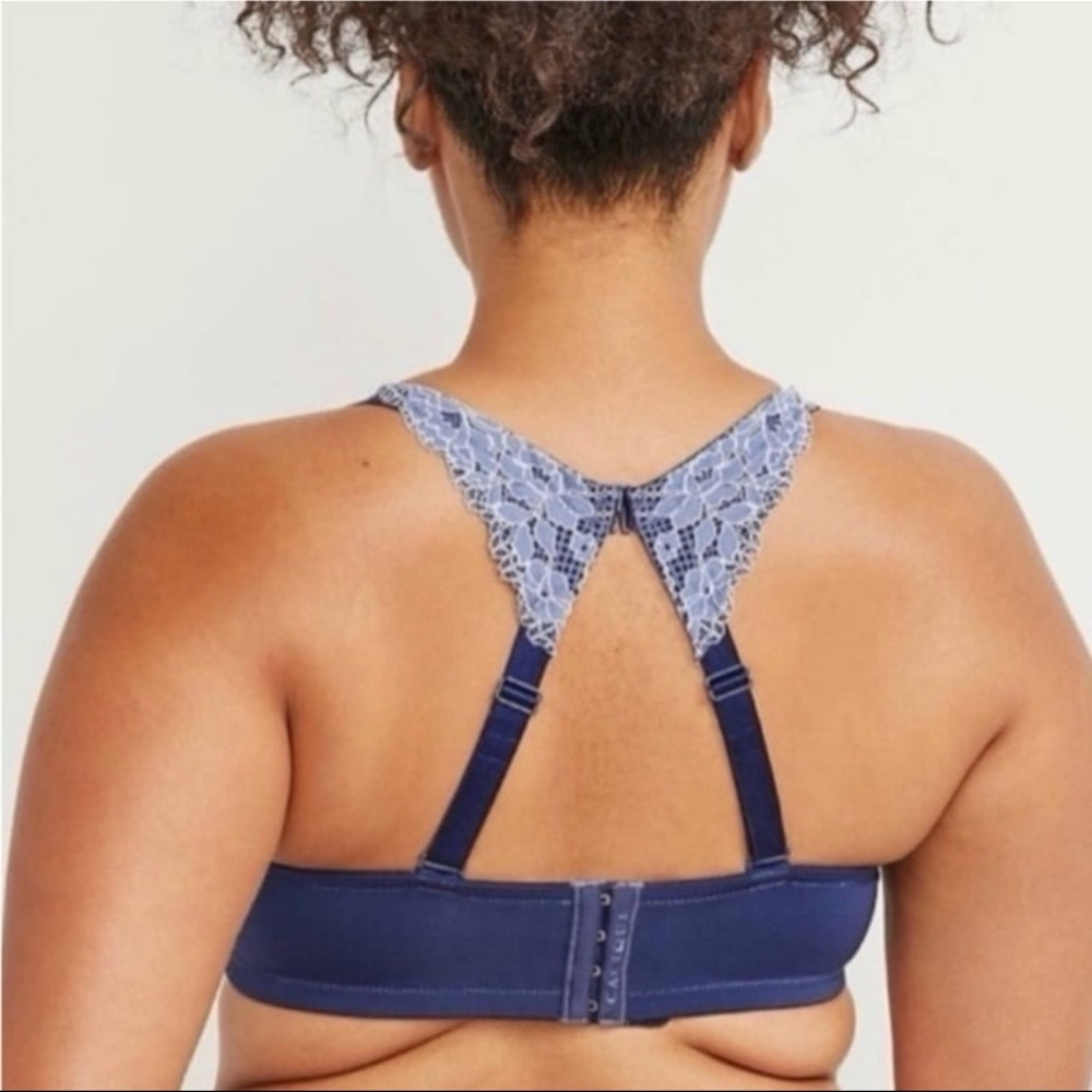Cacique NWT Navy Smooth Lace Lightly Lined Balconette Bra Size 36DD - Picture 2 of 8